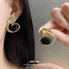 Steel Needle Geometric Oval Spiral Stud Earrings Retro Court Style Fashion Temperament Earrings Light Luxury High Sense Versatile Earrings