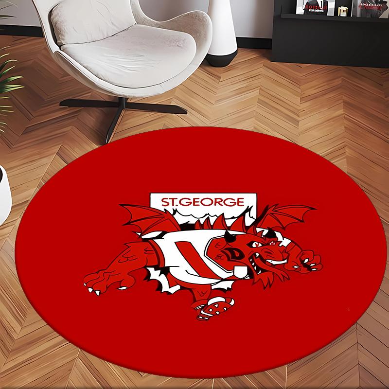 St George Illawarra Dragons (5) Round Office Rug Decorative Floor Rug for Office Bedroom Living Room and Home Space