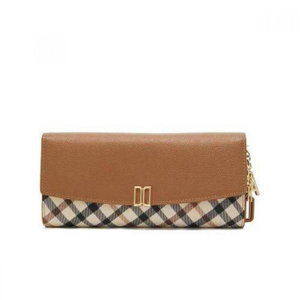 Daks Long Wallet With Brown Check Pattern And Dd Logo Dcwa3e421w2