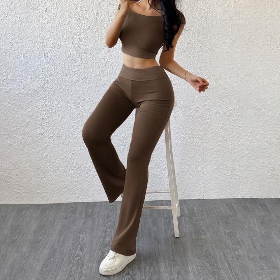 Women's 2 Piece Lounge Outfits Short Sleeve Crop Top High Waisted Flared