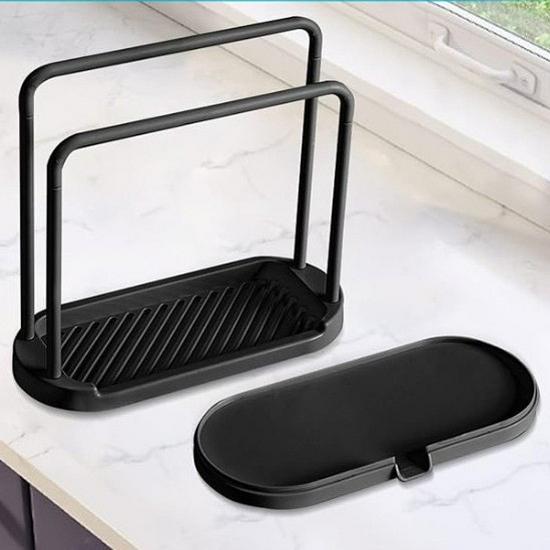 Kitchen Sink Faucet Rack: Dishcloth & Sponge Holder with Drain Basket