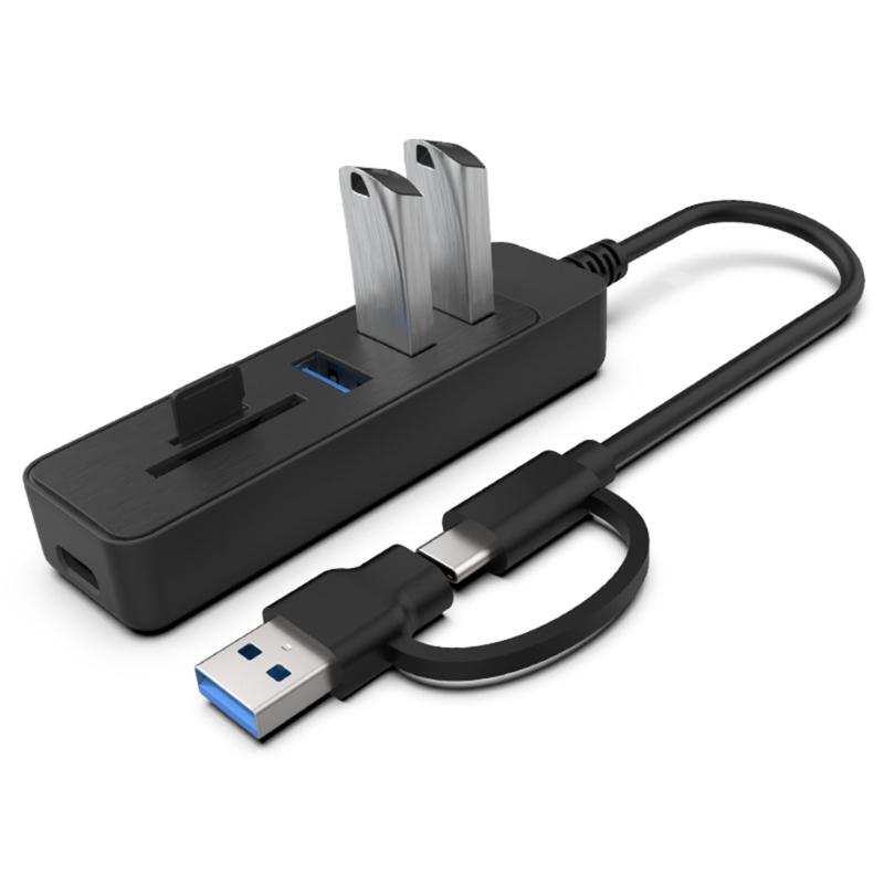 Multiple Port USB3.0 Hubs Featuring SDTF Card Slots 2 USB2.0 Port Data Transfer Adapters For Computer Tablets