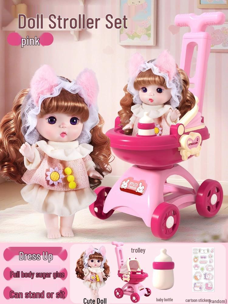 

Elsa Princess Doll Stroller & Dress-Up Playset for Girls Age 3-4