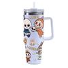 Cartoon pattern Labubu 40oz car cup 304 stainless steel thermos cup Labubu car straw Bingba cup