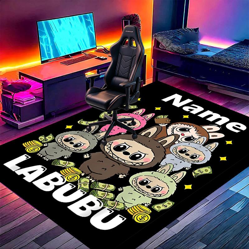Custom Name Personalized Labubu Print Carpet, Versatile Home Decor Rug, for Playroom, Apartment, Balcony, Entryway, Hallway Gift