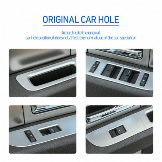 Interior Window Lift Switch Panel Trims Cover Frame Silver For Ford F150 2009-14