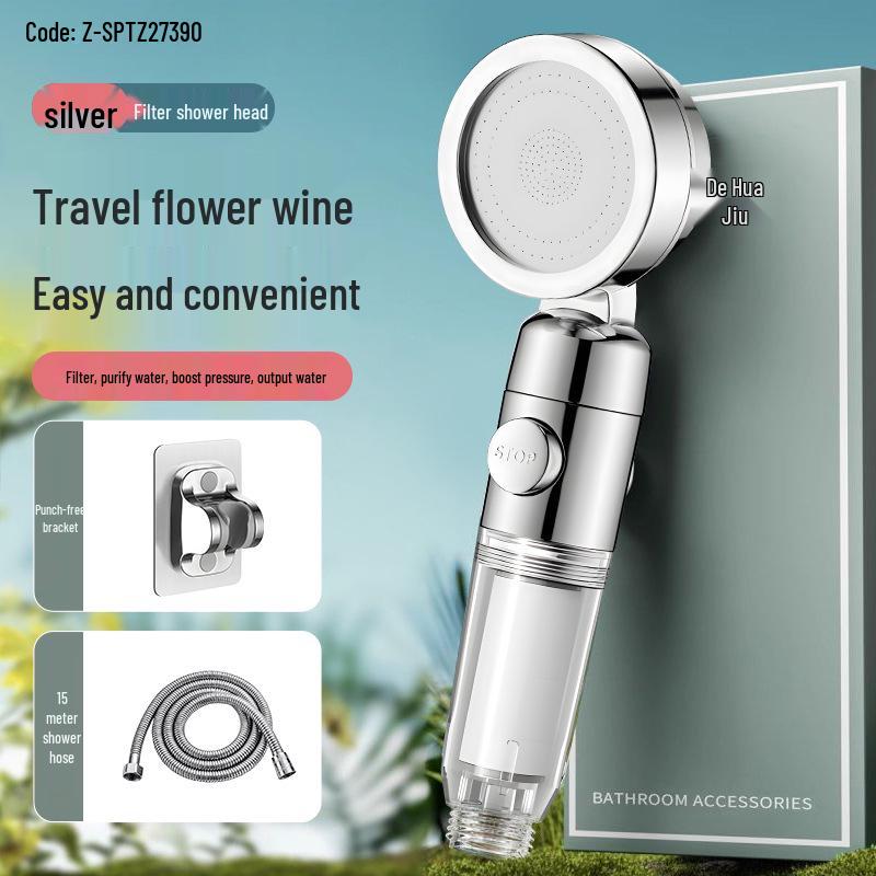 Portable Handheld Shower Head with Filter for Travel and Hotel Use