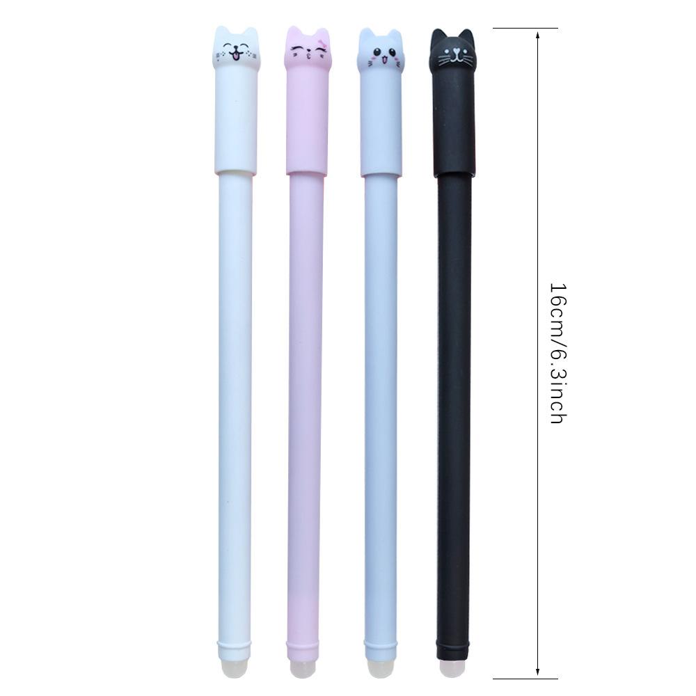 4-12PCS Cute Cat Pens Kawaii Erasable Gel Pens Set 0.5mm Blue/Black Ink Ballpoint Pens School Office Supplies Writing Stationer