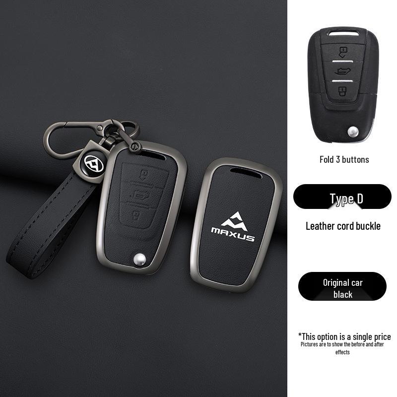 Compatible with 23 SAIC MAXUS V80 Models: Metal Key Cover with Genuine Leather Buckle.