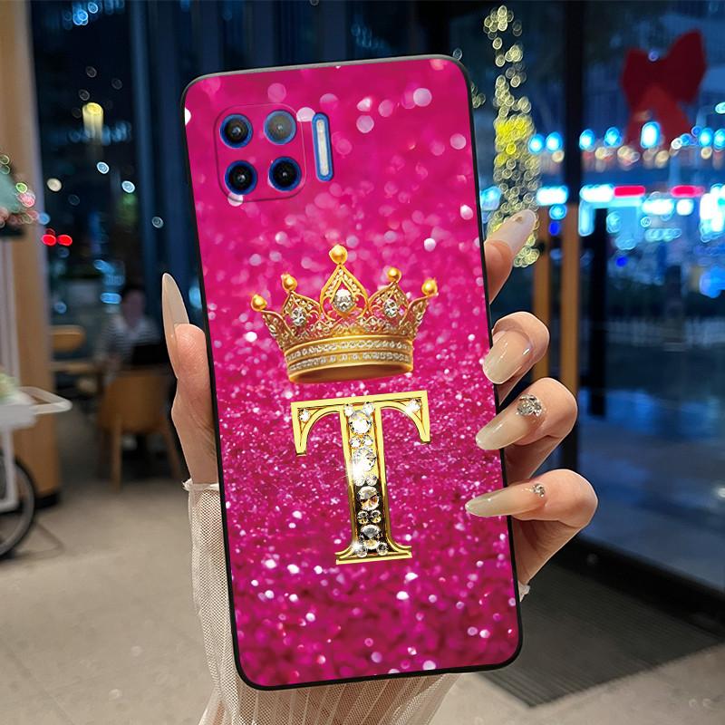 Initial Letter Couple Crown Phone Case For Motorola Moto G 5G Plus Bumper Silicone Black Case Protective Shockproof Soft Cover