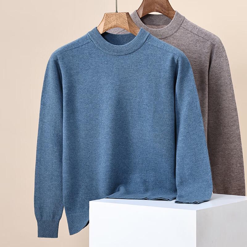 Hengyuanxiang Men's 100% Pure Wool Round Neck Sweater