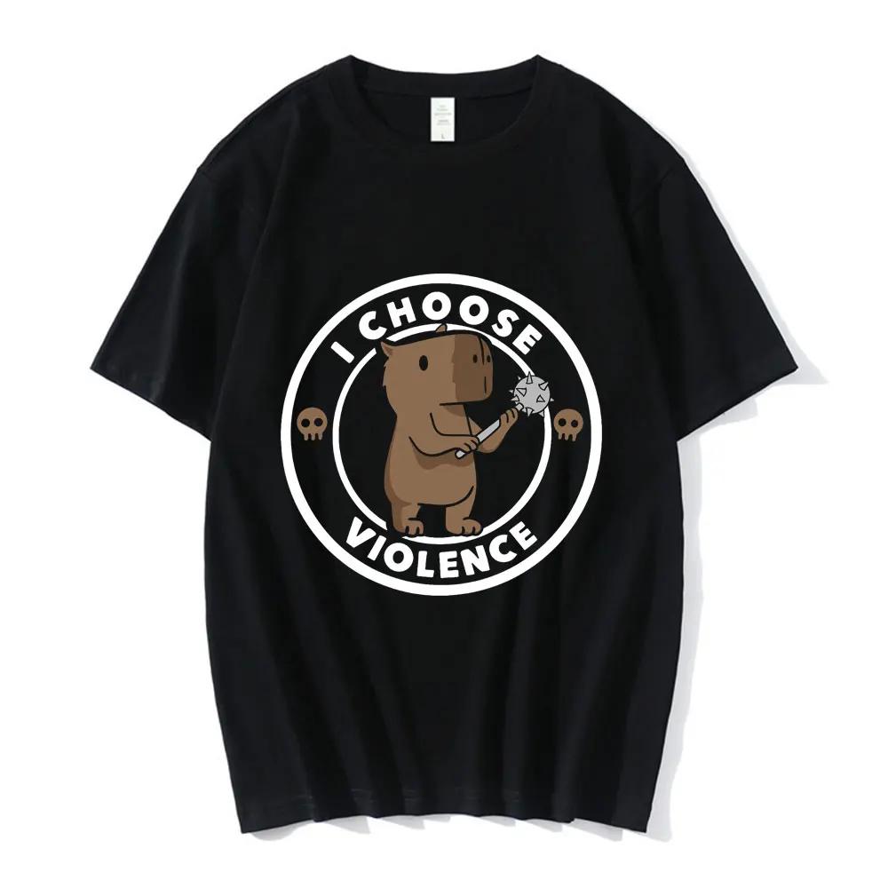 

I Choose Violence T Shirt Funny Capybara Slogan T-shirts Men Women Cotton Casual Short Sleeve Oversized T Shirts Streetwear 4XL
