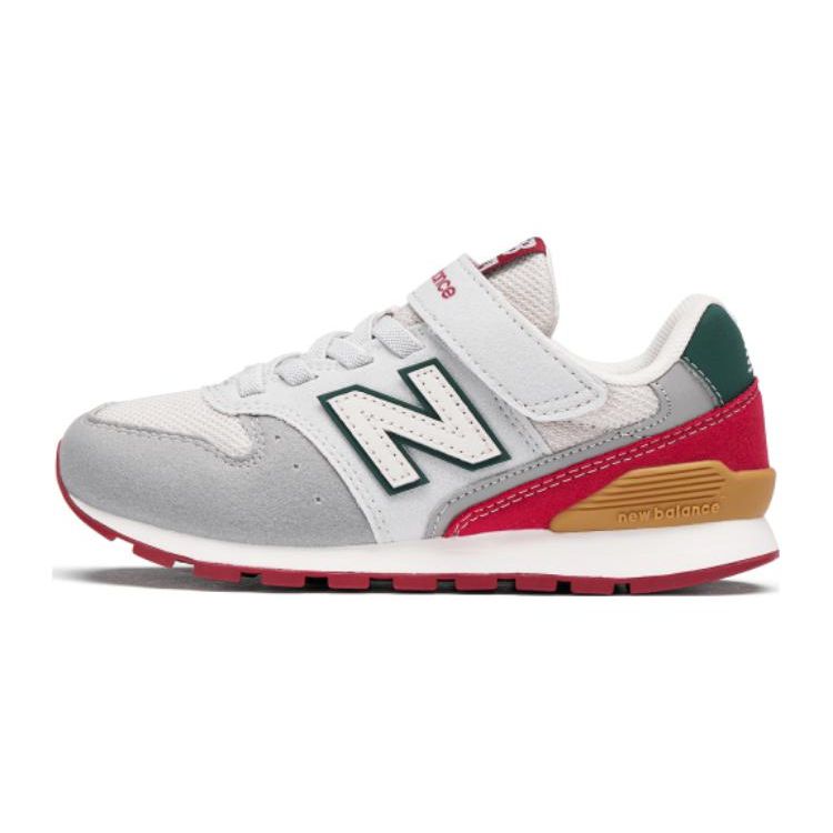 New Balance Kids  996 Bungee Lace Grey/Beige/Red YV996JQ3 28
