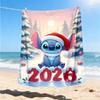 1 Stück Weihnachten, Stitch Outdoor Personalisierte Flanelldecke, Weich, Leicht Personalisierte Flanelldecke, Digitaldruck,
