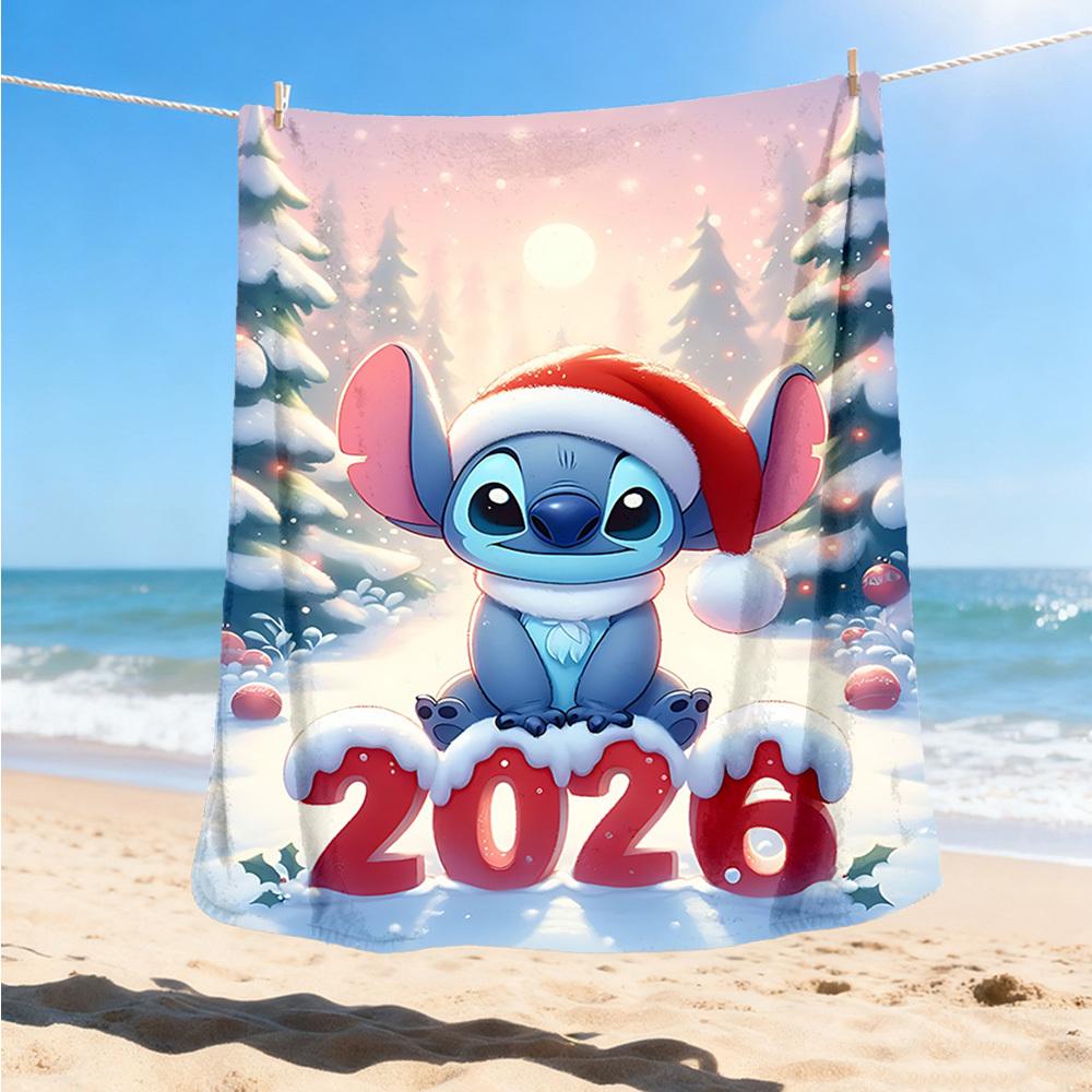 1 Stück Weihnachten, Stitch Outdoor Personalisierte Flanelldecke, Weich, Leicht Personalisierte Flanelldecke, Digitaldruck,