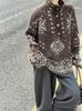 Orange Zest Fair Isle Winter 2025 Wool Blend Thick Knit High Neck Sweater for Women 5041 - Old Money Style
