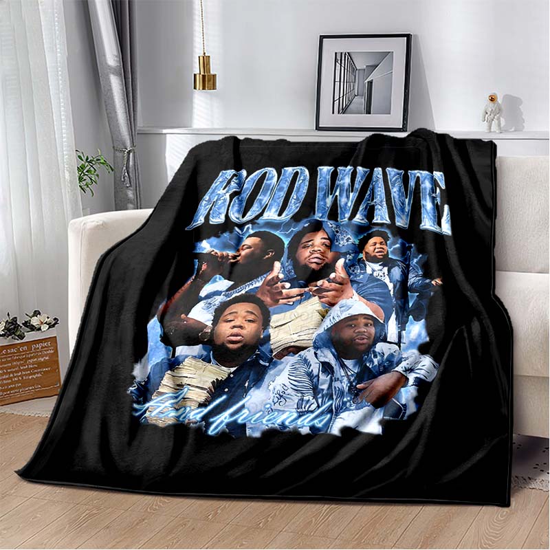 

Hip Hop Rapper Blanket Rod Wave Flannel Blanket Soft Warm Throw Bedroom Decor Napping Couch Sofa Bed Chair Cover for Boys Girls 75x90cm