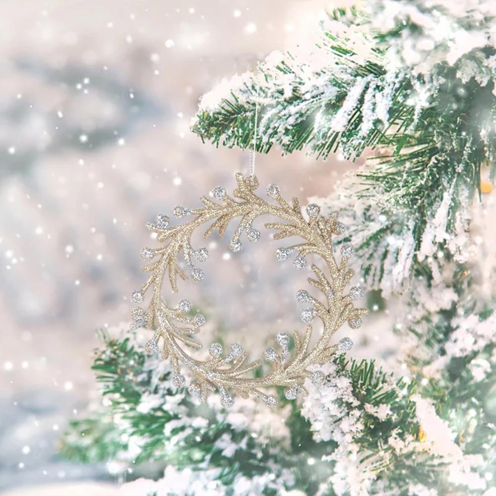 Glitter Christmas Hanging Ornament Acrylic Wreath Decoration Xmas Tree Snowflake Pendant  Navidad