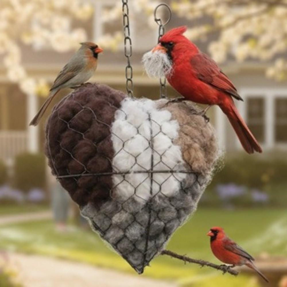 Handmade Alpaca Fiber Bird Nesting Heart Heart Shape Bird Nesting Material Feeder  Wild Bird