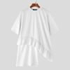 INCERUN S-XXXXXL Men O Neck Short Sleeve Patchwork Ruffled Hem Loose T-shirts