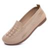 2026 Woman's New Summer Mesh Hollow Flat Sole Casual Shoes Soft Sole Non Slip Breathable Slip-On Mom's Nude Shoes Elderly Shoes