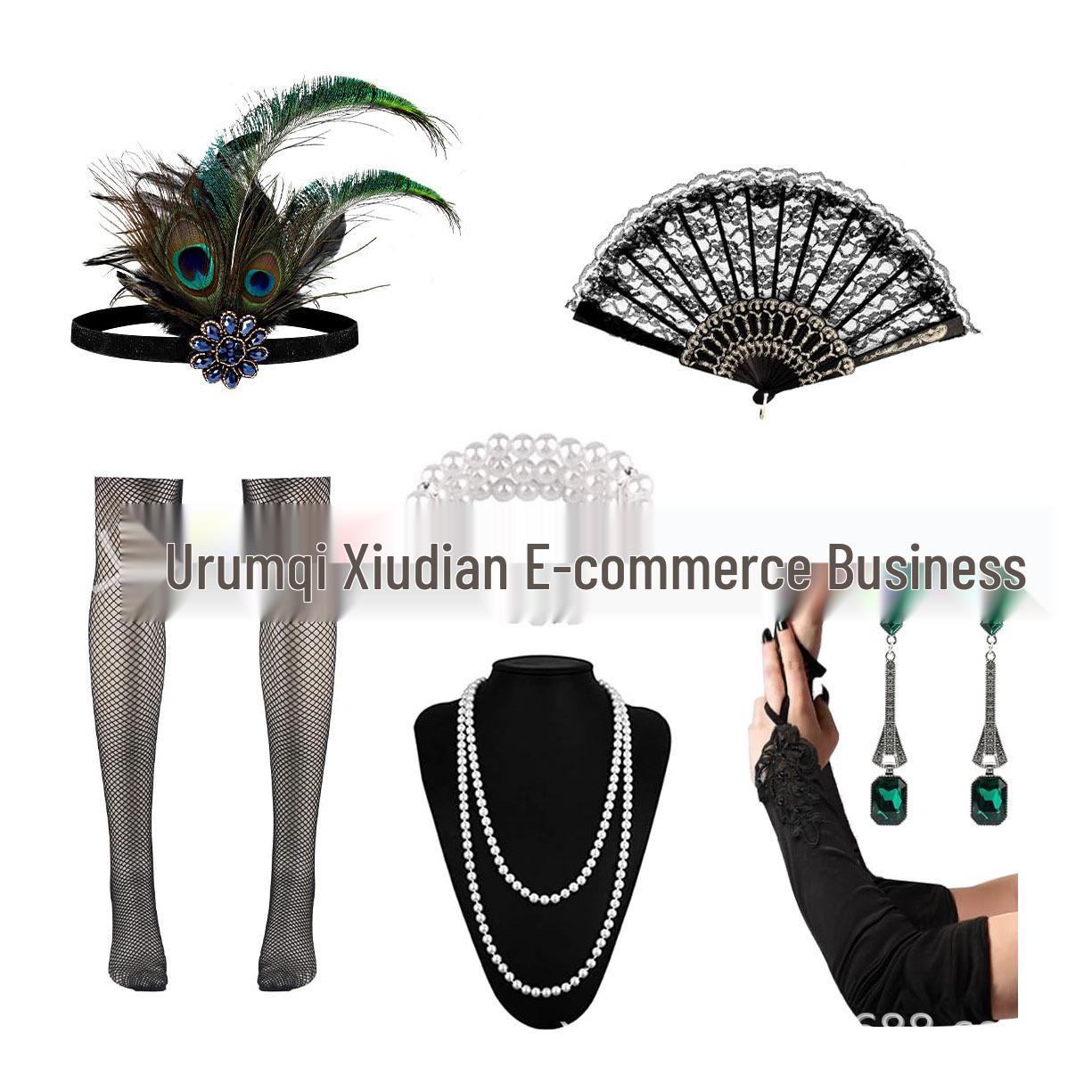 Great Gatsby 1920s Masquerade Ball & Bachelorette Party Headwear Set зелёный