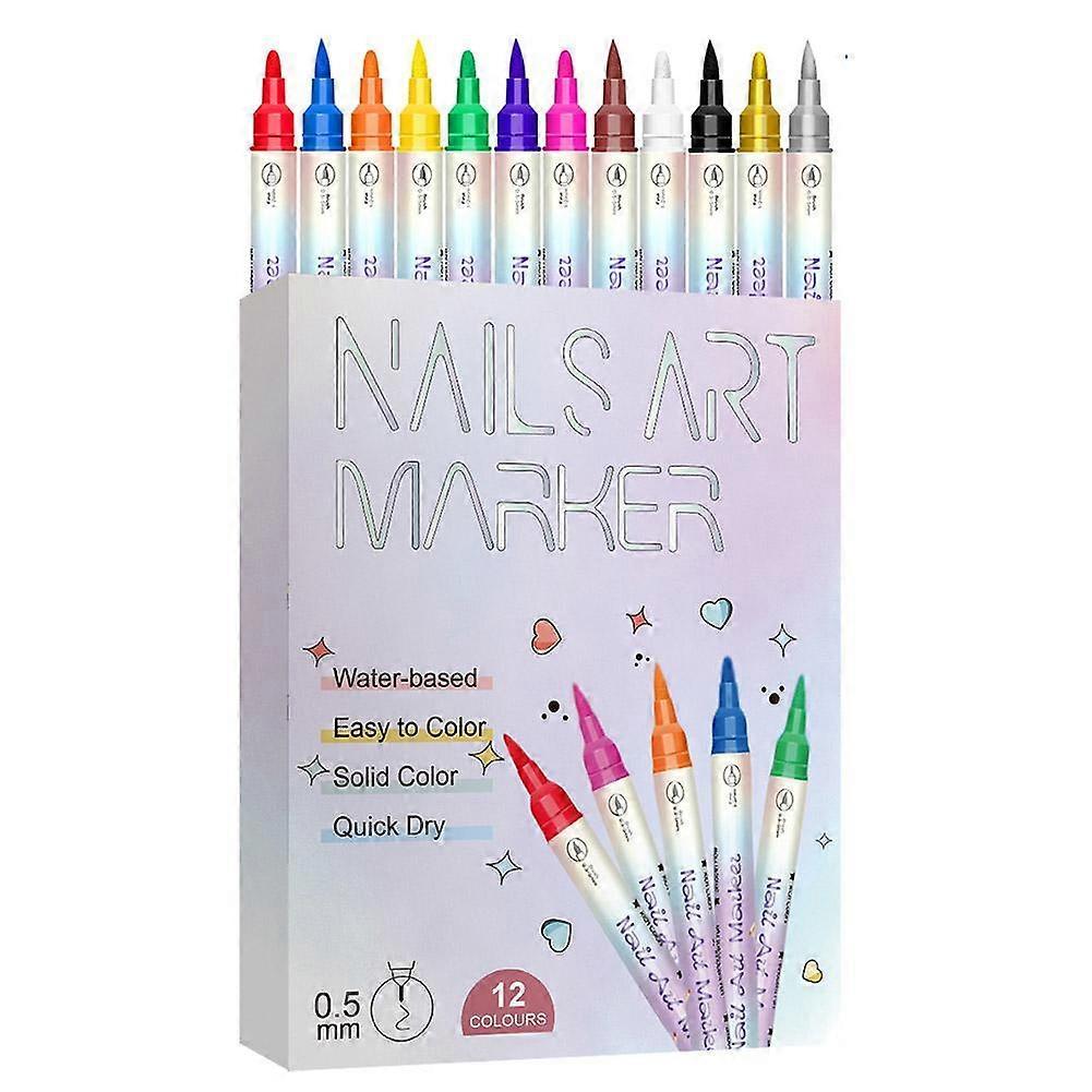 12 Colors Nail Art Pens Set Stylo Nail Art Graffiti Pen For Diy Nails Arts