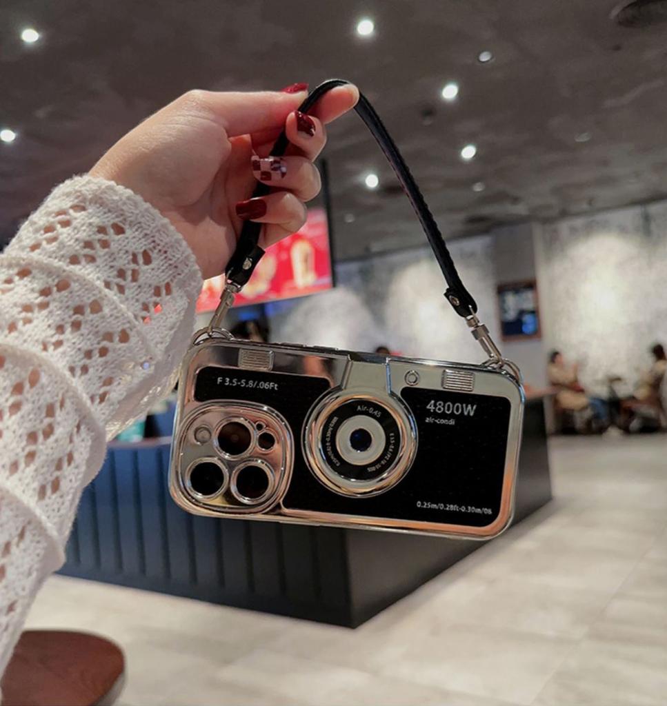 Luxury Lanyard Camera Charm Phone Case For iPhone 15 14 13 Pro Max Shockproof Cover For iPhone 15 Plus leather Case Accessories