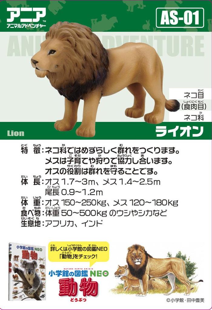 TAKARA TOMY Animal Dinosaur Realistic Moving Figure Toy Ages 3 and up Toy Safety Standards Passed ST Mark Certified ANIA TAKARA TOMY "ANIA AS-01 Lion"