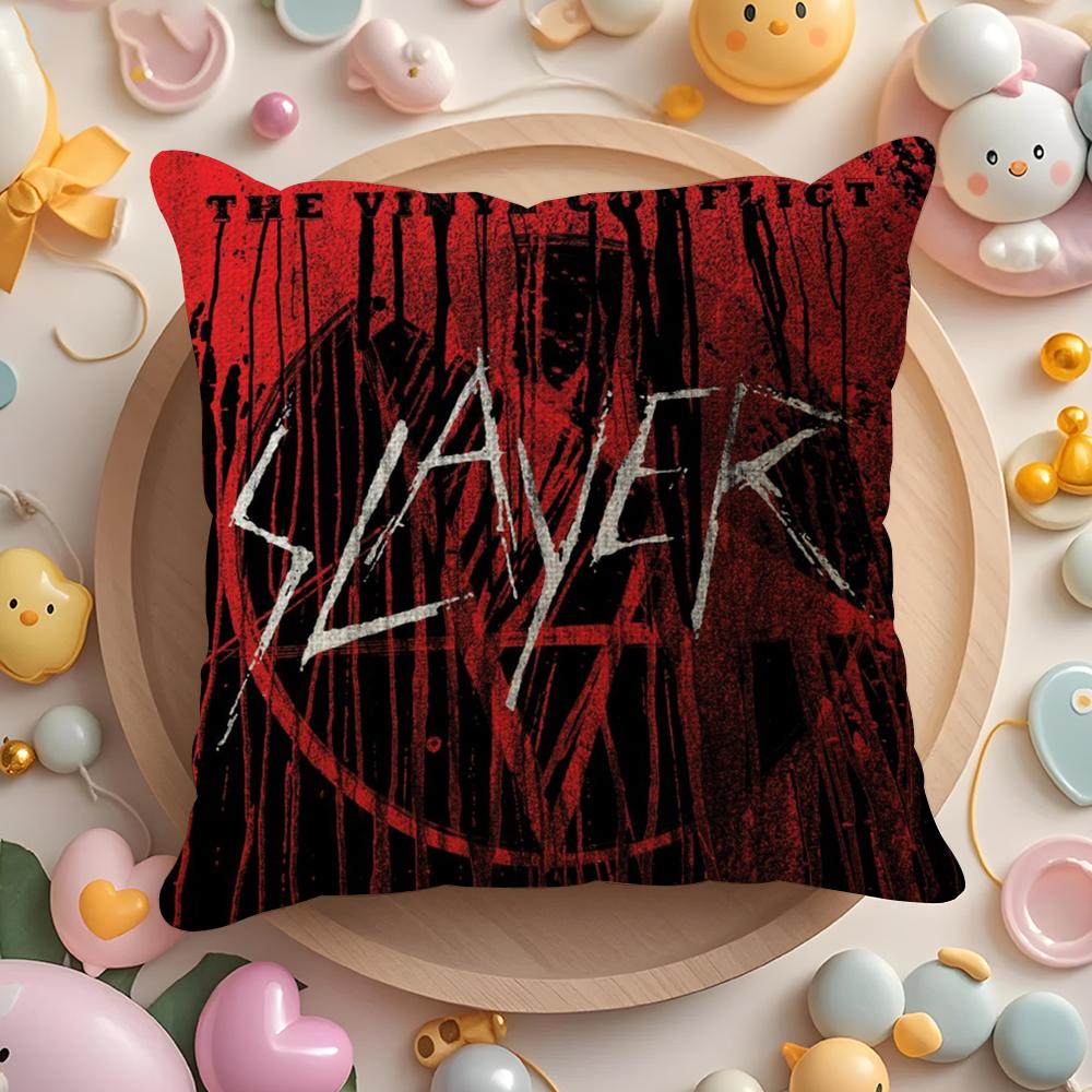 Heavy Metal Band S-Slayer Cushion Cover Summer Coolness Linen Fabric Double-Sided Printing Pillow Case Sofa Home Decor Gift