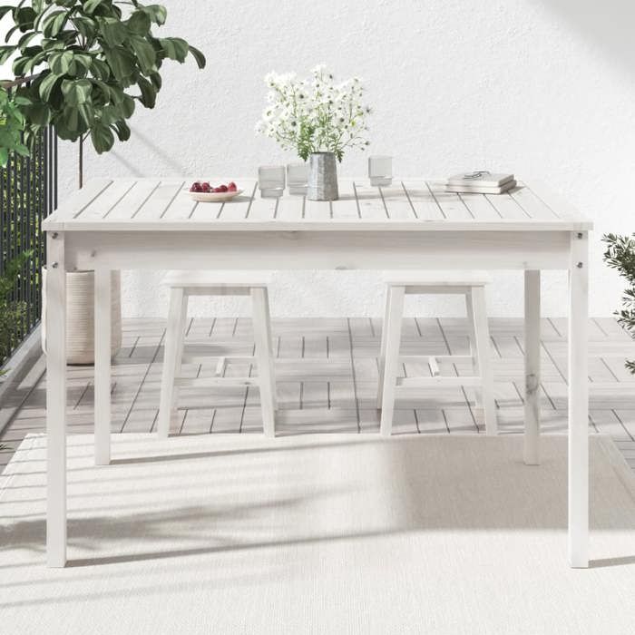 VidaXL Table de jardin blanc 121x82,5x76 cm bois massif de pin 823970