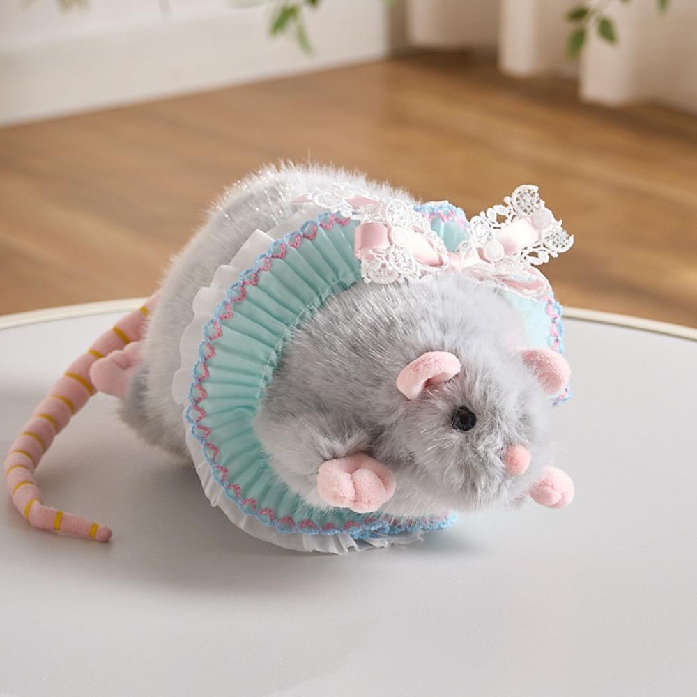 Floral Dress Fluffy Mouse Stuffed Simulation Stuffed Rat Creative Plush Mouse Doll Kids Toy