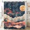 Stunning Moonlit Landscape Shower Curtain with Blue Mountain Range: Perfect for Adding a Touch of Nature-inspired Charm to Your