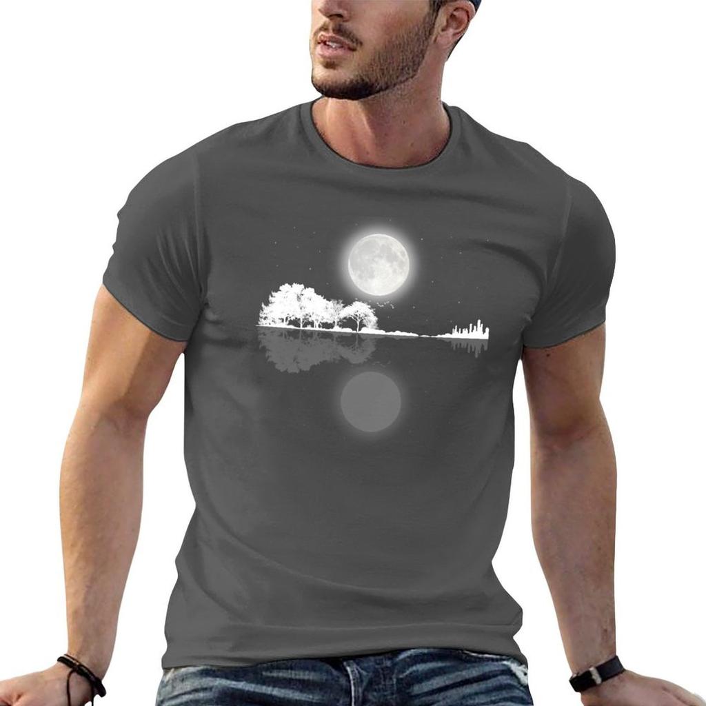 Nature Guitar Night T-Shirt Plus Size Basic Short Sleeve Top