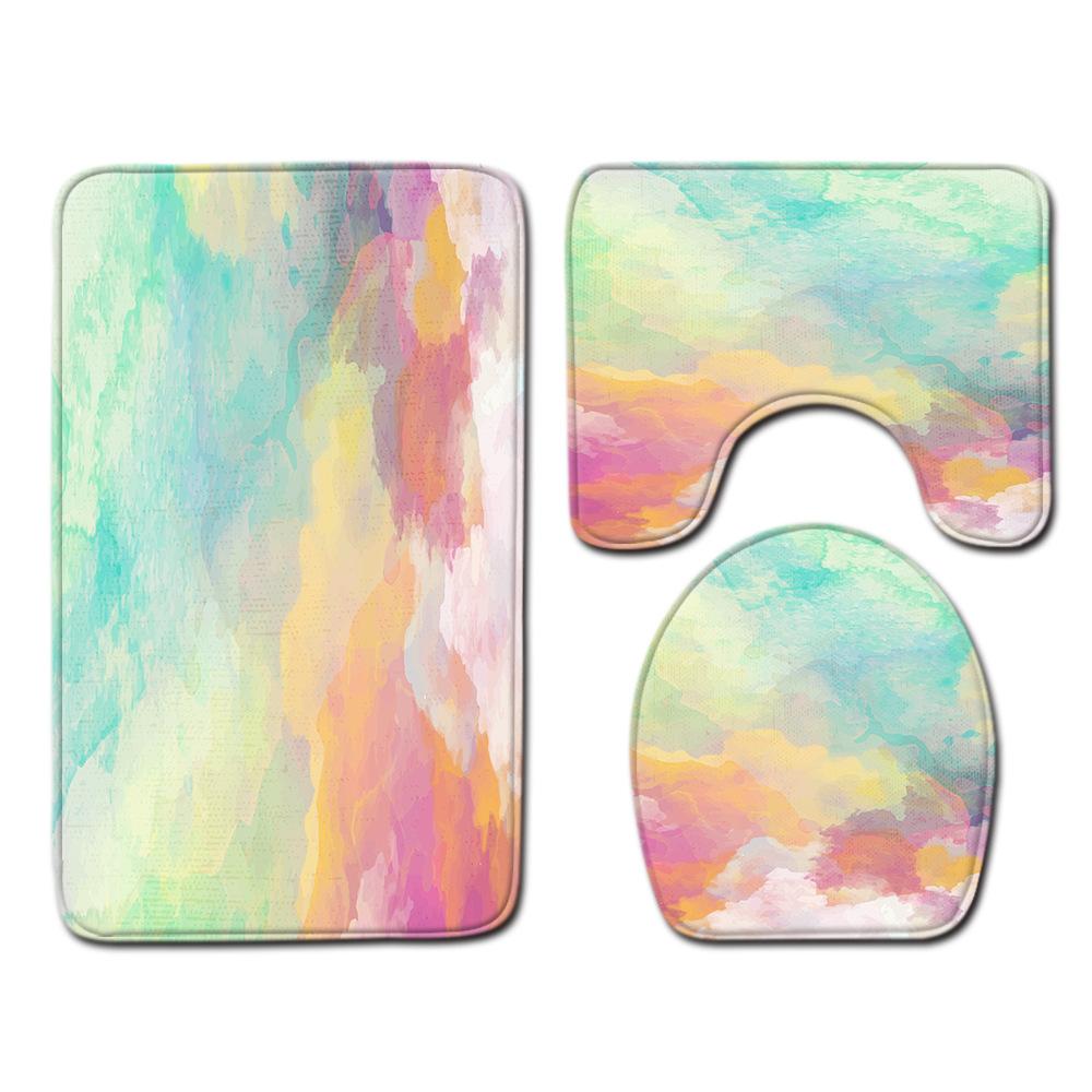 

Gradual Change Pattern Toilet Floor Mat Three-Piece Bathroom Three-Piece Carpet Door Mat Three-piece set 45 * 75cm