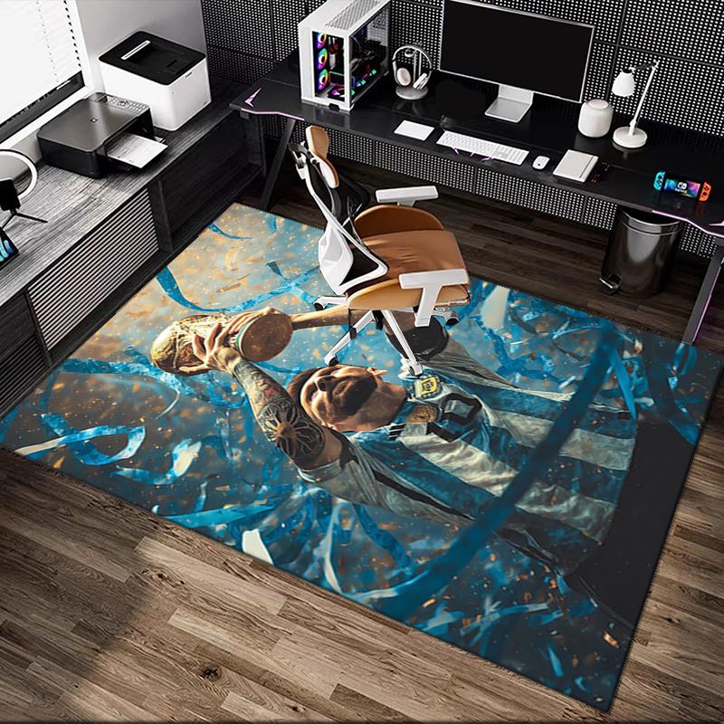 1pc Football Star Messi Rug, Comfortable Printed Home Area Carpet, Cozy Office Chair Rug