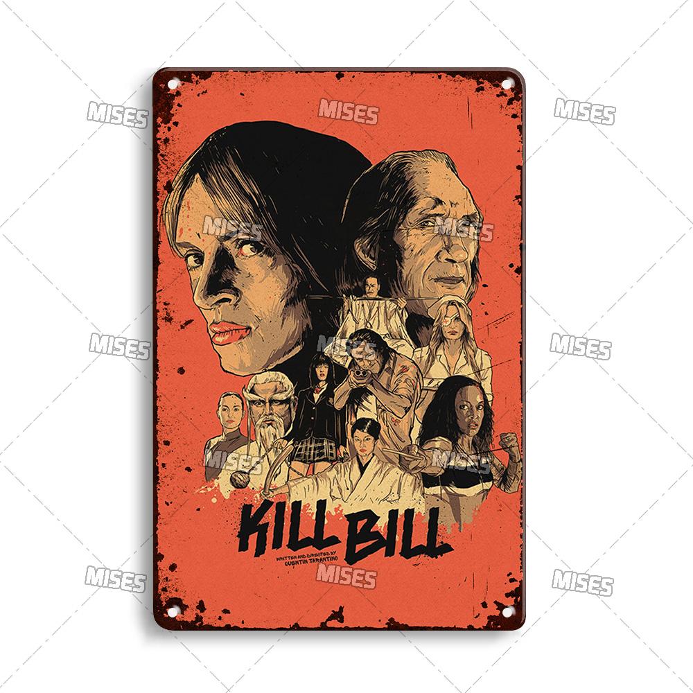 MISES Kill Bill:Sv.1 Klasický filmový bar Kovová cedule Vintage plakát Rezavý kovový talíř Průmyslový dekor Domov Kavárna Klub Kovová plaketa