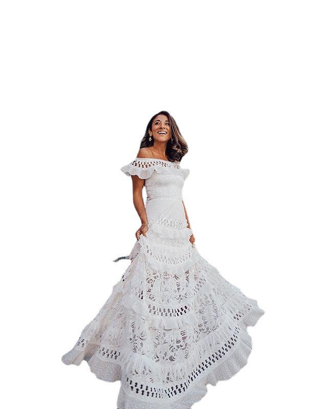 2025 One-Shoulder Ruffled Lace White Swing Dress for Women – Spring/Summer Collection
