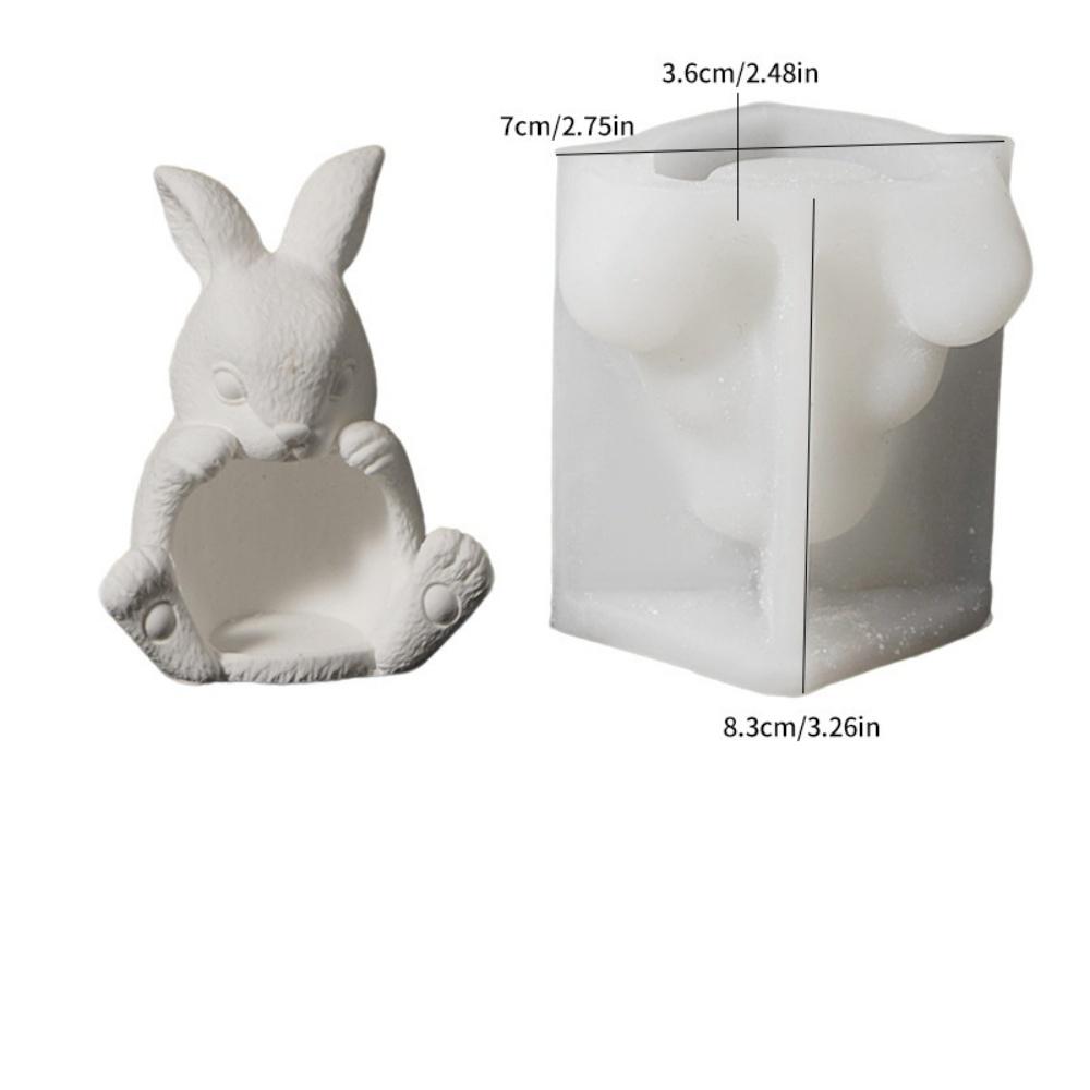 Creative Rabbit Shape Hollow Candle Holder Silicone Mold Cute Easter Bunny DIY Candle Jar Cup Resin Mold Candlestick Vase Making
