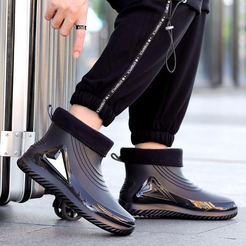 Men's Rain Shoes Short Rain Boots Men's Outdoor Fishing Wading Boots Non-slip and Wear-resistant Water Shoes Low Tube Versatile Fashion Rubber Shoes