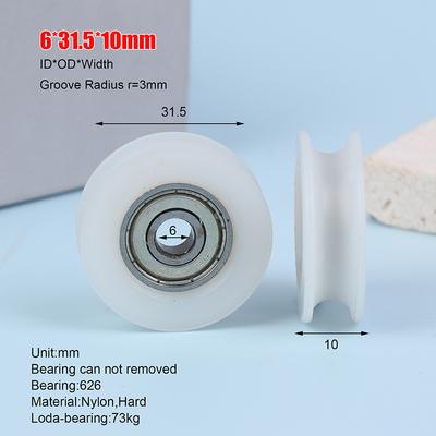 Rodillo de cojinete en forma de U de 6 x 31,5 x 10 mm, rueda de polea con ranura de guía en V de 3 mm, rueda de cojinete 626