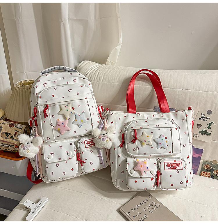 Schoolbag Japanese ins new high-value schoolbag, sweet star bar pain bag, lightweight and versatile backpack for junior high school students