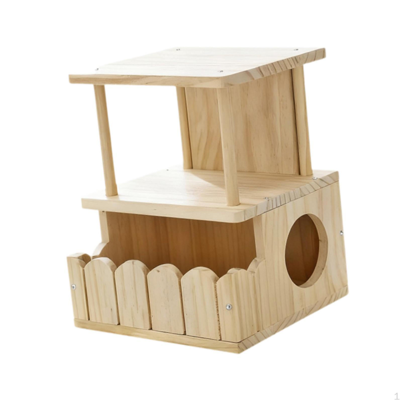 

Wood Chinchilla House,Double Layer Lightweight Ventilated Decorative Cage Accessories Small Animal