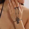 Hip Hop Movable Skeleton Finger Bracelet for Women Vintage Skull Charm Hand Chain Halloween Party Unique Jewelry Gift