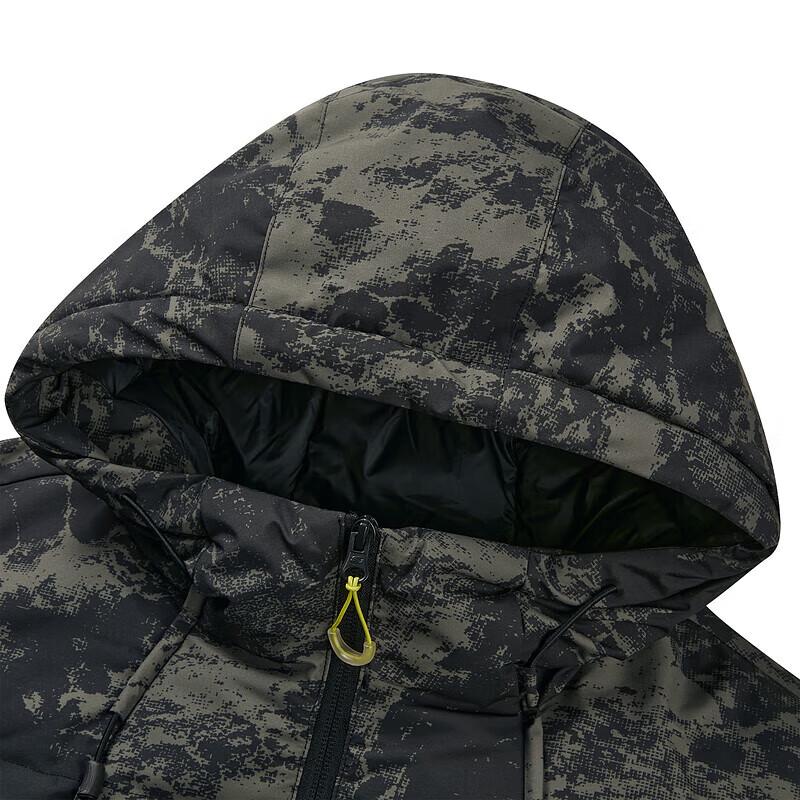 Skechers Sports Lifestyle Series Camouflage Warm Water-Resistant Hooded Down Jacket Men outerwear Black Green L423M081-03PY
