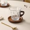Wooden Plate Espresso Latte Cup Durable Glass Coffee Cup Creative Coffee Tea Set  Breakfast