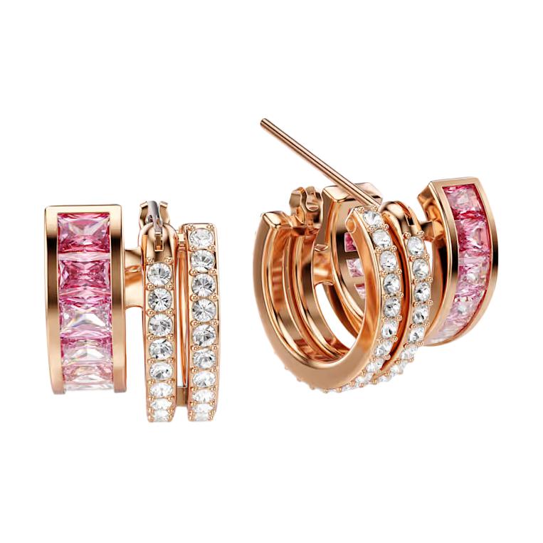 Swarovski Connexus Large Circle Hollow Ring Design Cubic Zirconia Earrings Unisex Earrings Gold Pink 5741333