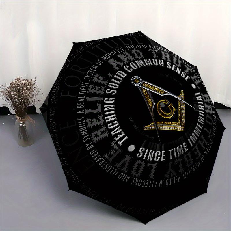 Masonic Square and Compasses Umbrella, Portable 3-Fold Umbrella for Men & Women,Ha