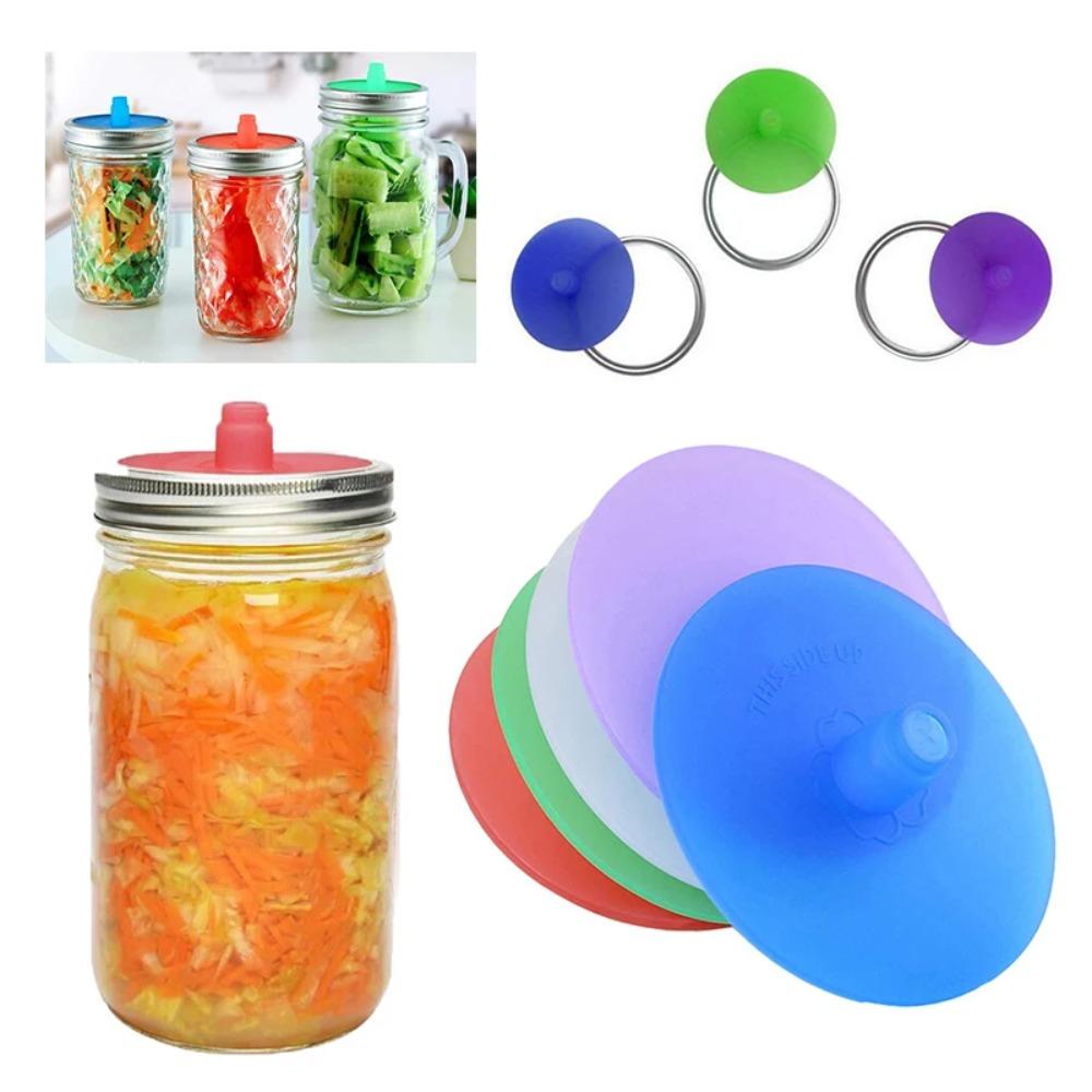5pcs With Metal Ring Mason Jar Lid Sealed Wide Mouth Jar Cover Silicone Fermenting Lid  Coffee Bean