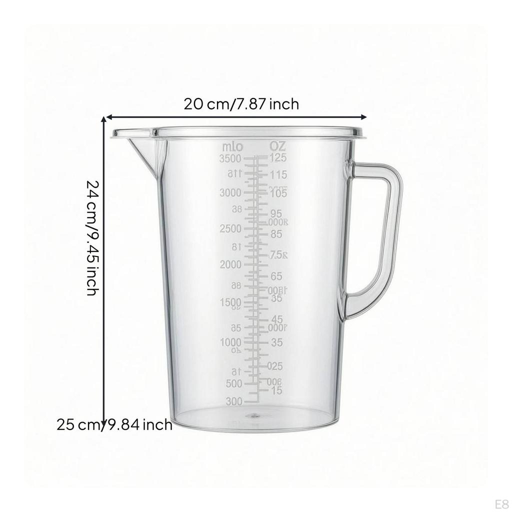 Misurino Trasparente Corpo Chiaro per Laboratorio 2000ML Doppio Senza Coperchio